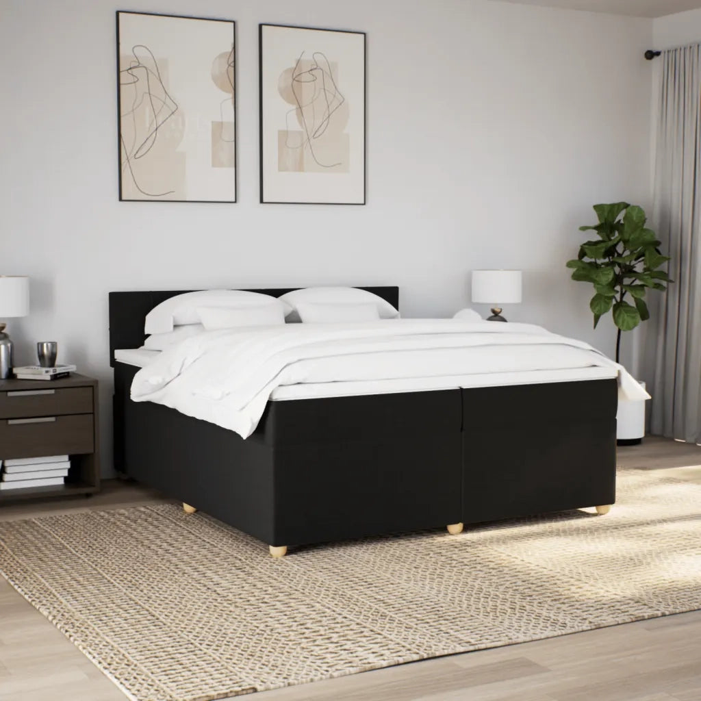 Giroletto a Molle con Materasso Nero 200x200 cm in Tessuto