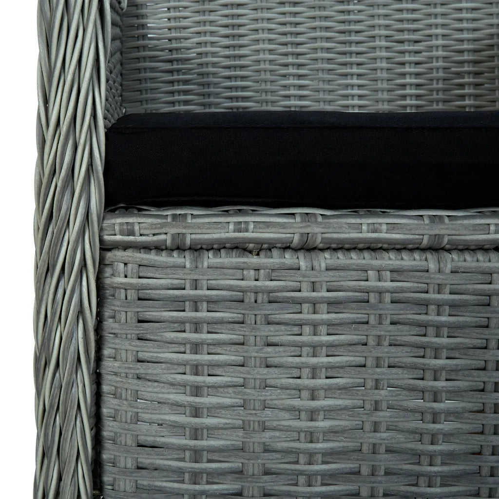 Set Pranzo da Giardino 9pz con Cuscini Polyrattan Grigio Chiaro 3060175