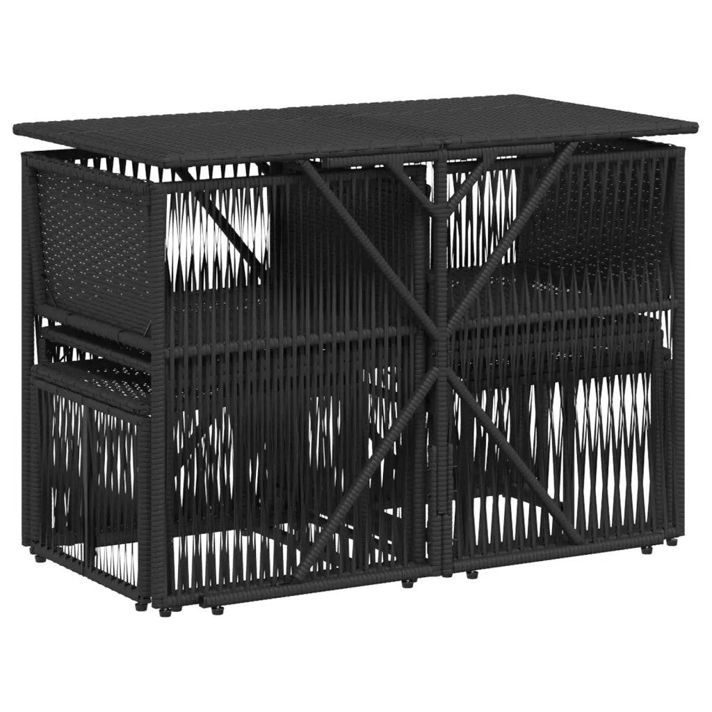 Set da Pranzo da Giardino 7 pz Nero con Cuscini in Polyrattan 369009