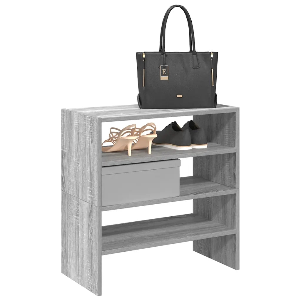 Scarpiere 2 pz Impilabili-Set di 2 Scaffale per scarpe Grigio Sonoma 60x30x30,5 cm