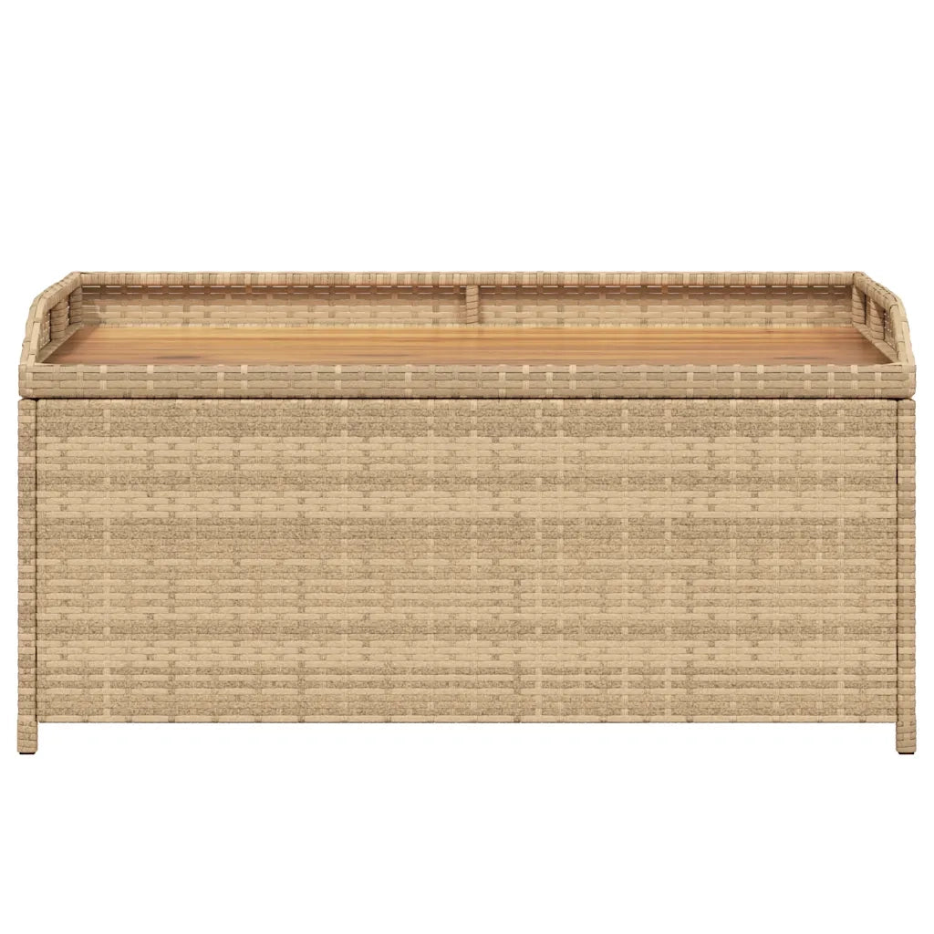 Panca Portaoggetti Beige Misto 100x50x52 cm Polyrattan e Acacia 365951