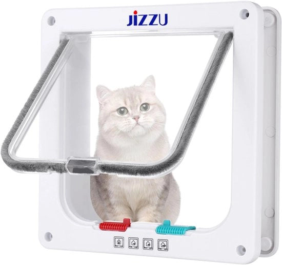 Porta per Animali con Chiusura a 4 Vie Impermeabile e Facile da Installare per Porta Finestra Parete (Medio) (19x19,8cm)