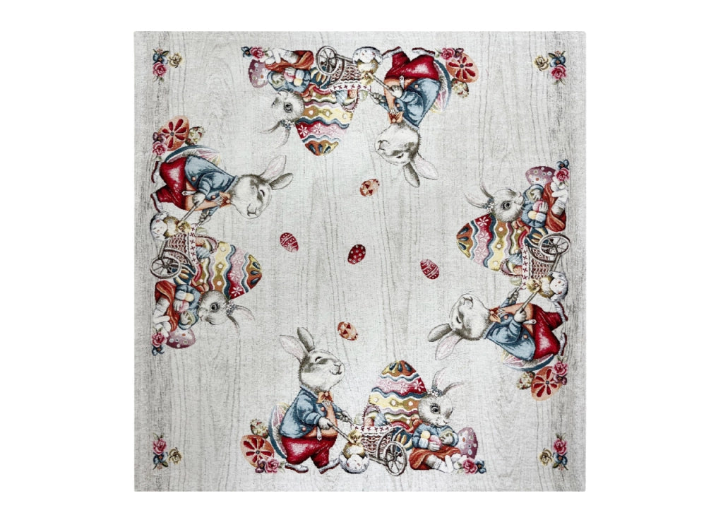 Tovaglia Pasqua Centrino Runner Tavola Fantasia Bunny Easter Made Italy - 90x90 - Bunny Easter