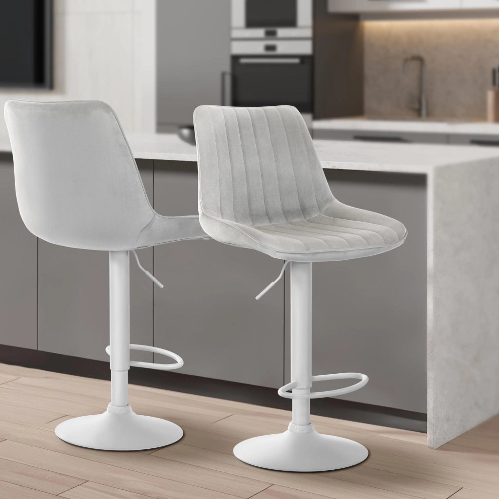 2er Set Barhocker Toni Samt weiЯ