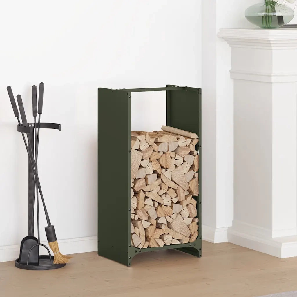 Rastrelliera per Legna da Ardere Verde Oliva 40x30x80 cm 864234