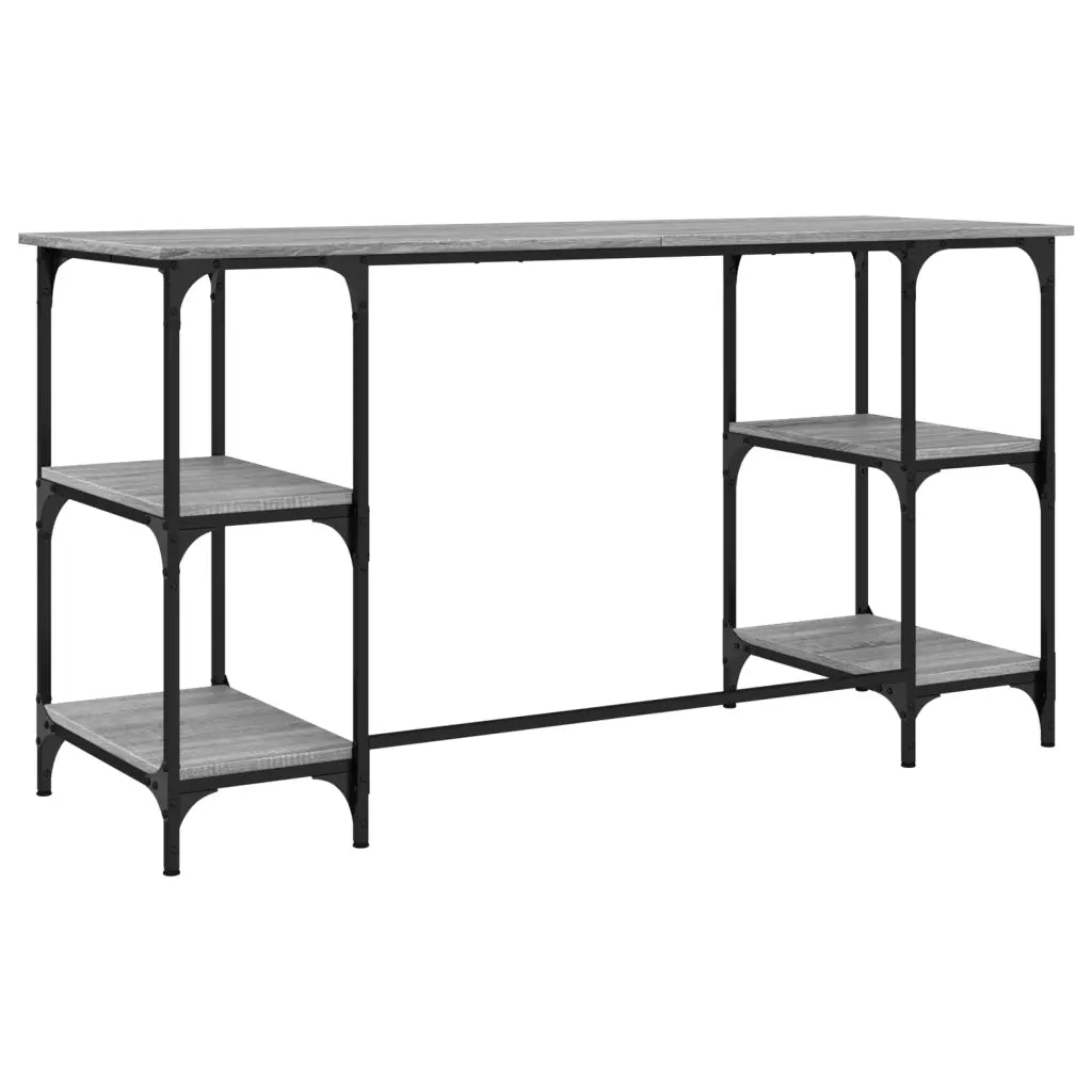 Scrivania | Tavolo da Ufficio Grigio Sonoma 140x50x75cm Metallo e Legno Multistrato
