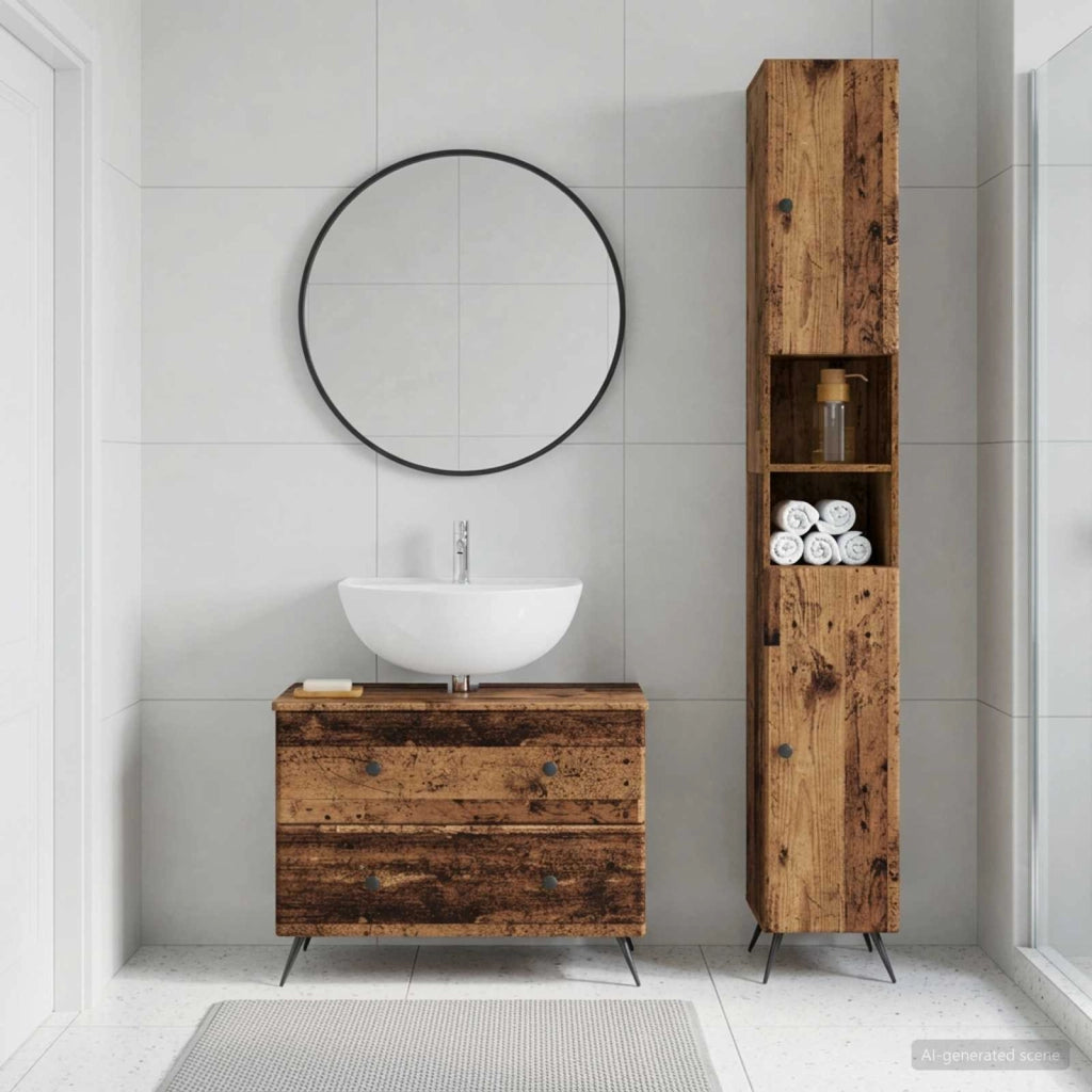 Set di Armadi da Bagno da 2 Pezzi BREDA Legno antico 3417565
