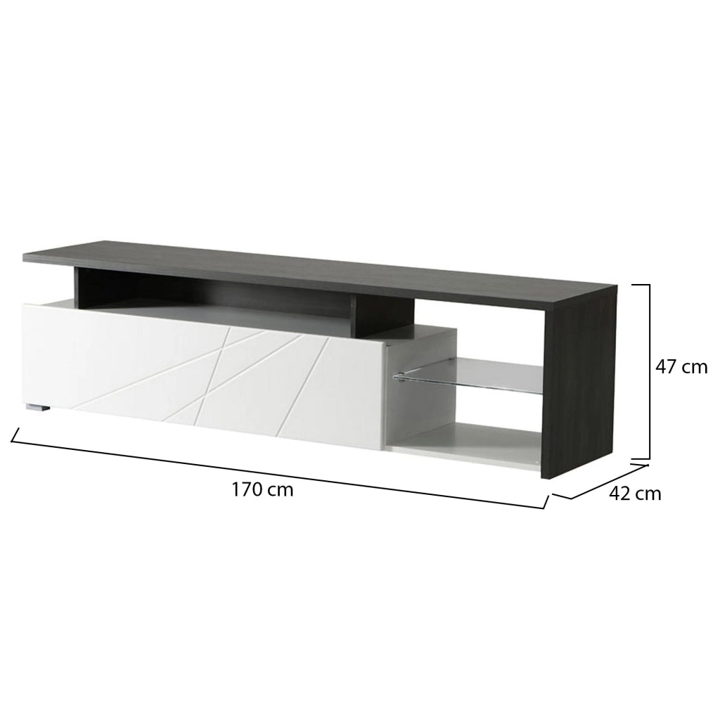 Induno, Mobile Porta tv 6 Ripiani, 170x41.5x46.5h cm Bianco