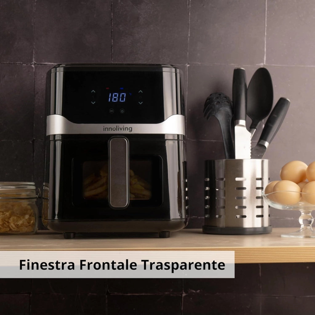 Innoliving Friggitrice ad Aria 5 Litri INN-890 con Pannello Digitale Touch, 7 Programmi Preimpostati, Finestra di Controllo e Luce Interna