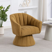 Poltrona girevole 360° imbottita in velluto a coste giallo senape; 70x66x72 cm