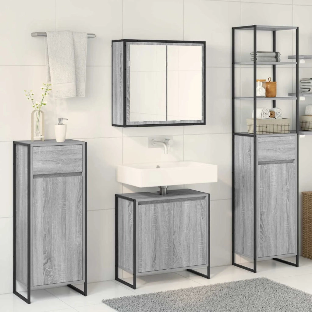 Set di mobili per il bagno Grigio Sonoma Legno multistrato