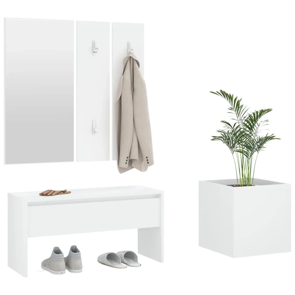 Set di Mobili da Corridoio Bianco in Legno Multistrato 3082053