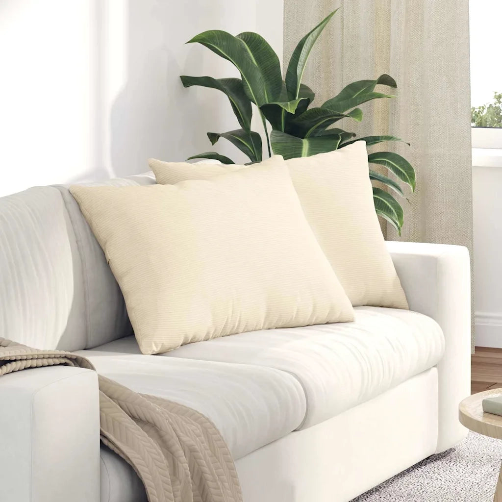 Cuscini da Divano 2 pz | Cuscini per sedie Crema 70 x 50 cm Tessuto in Cords