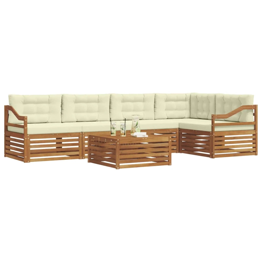 Set di divani da esterno con cuscino 6 pcs Naturale e Crema 3373515