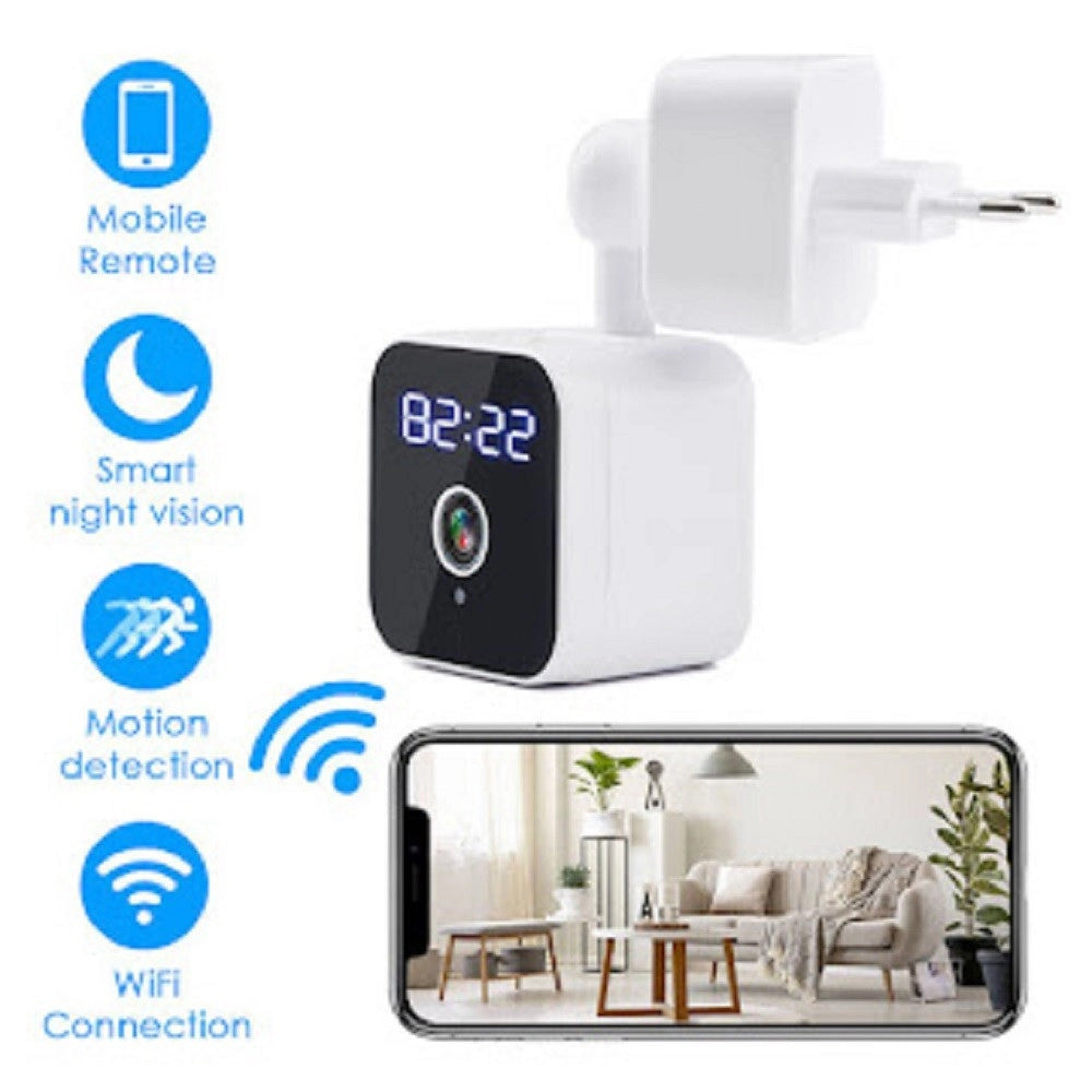 Trade Shop - Fotocamera Hd 1080p Wifi Sicurezza Ip Home Cam Visione Notturna Orologio Q-sx909 -