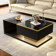 Tavolino-Xylo-90cm nero vetro effetto LED