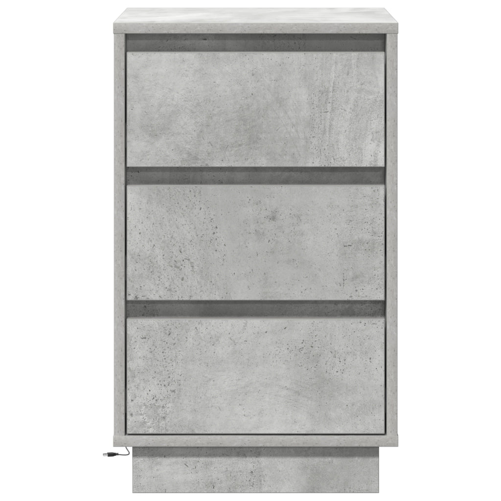 Comodino con illuminazione LED Grigio cemento 39x34,5x65 cm Legno ingegnerizzato