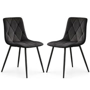 Set di 2 Sedie in velluto trapuntate MILO Nero gambe nere