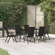 Set da Pranzo da Giardino 7 pz Nero in Polyrattan cod mxl 40939