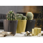 Caspò portavaso in ceramica Likò wood H 15cm diametro 15cm Colore: Nero