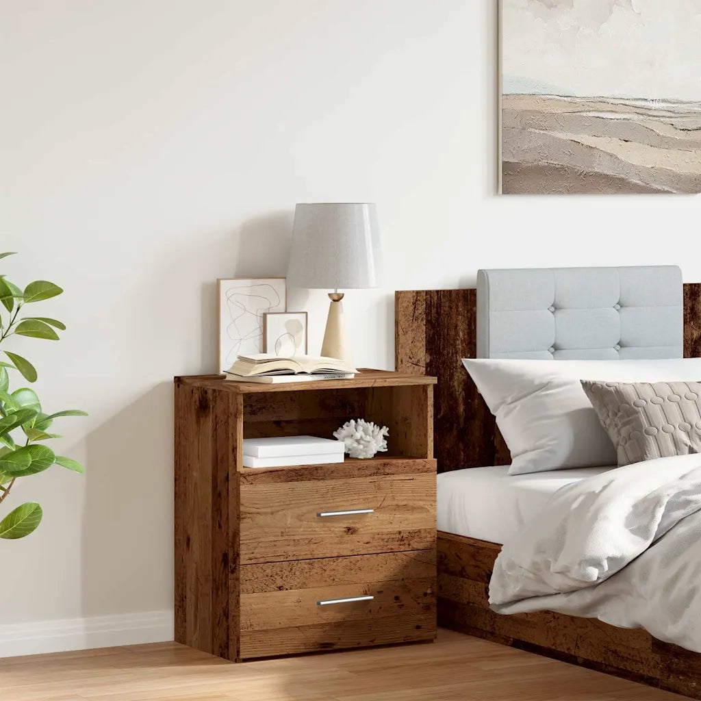 Comodino | Armadio da Notte | Mobiletto da notte Legno Antico 50x32x60 cm in Legno Multistrato