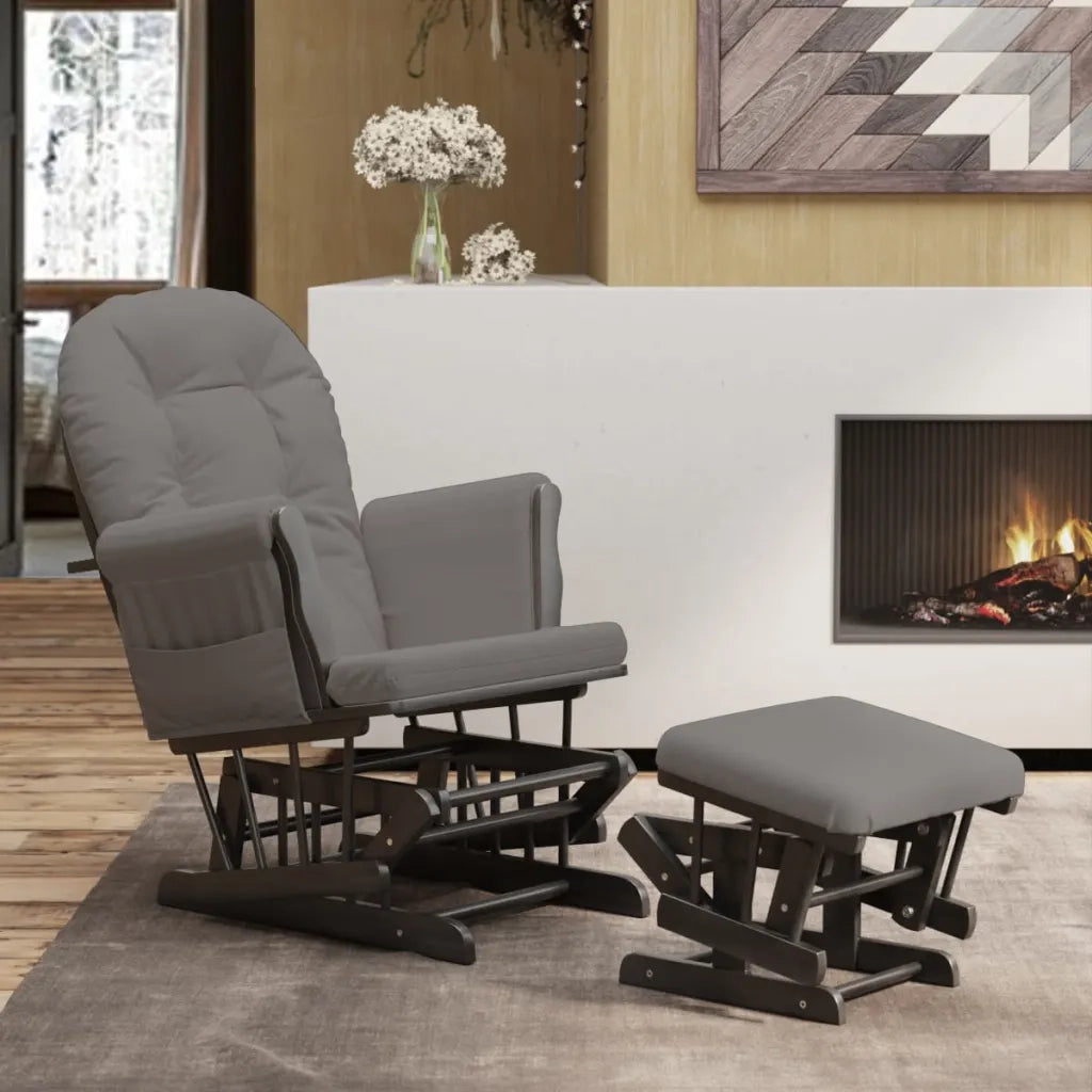 Poltrona Glider con Sgabello Grigio Scuro in Tessuto 351667