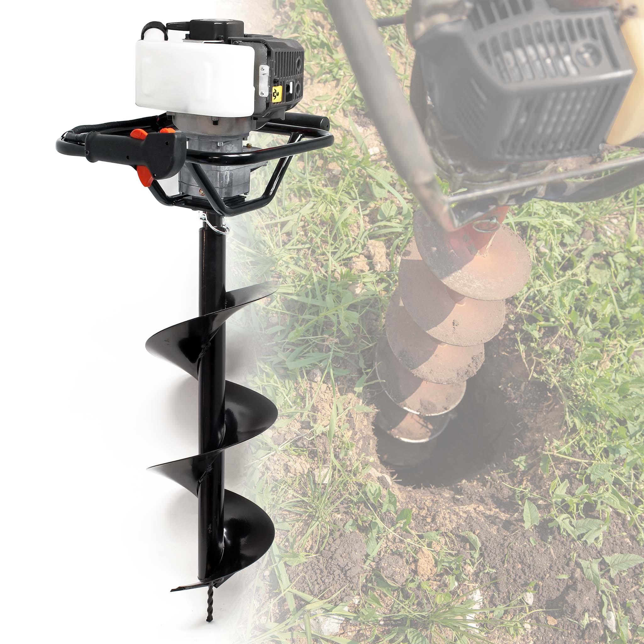 Mototrivella a benzina, motore a 2 tempi 1,9 cv 1,4kW 52ccm, con punta elicoidale Ø300mm