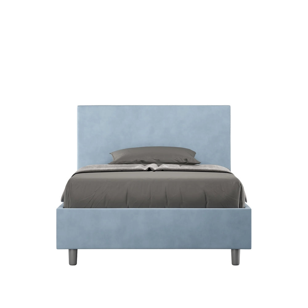 Letto Singolo 80x210 cm con Rete e Contenitore Adele Azzurro