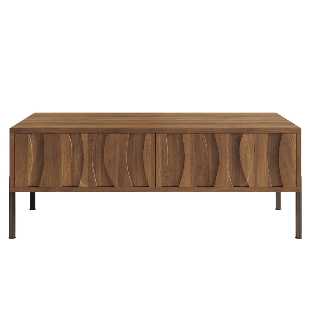 Tavolino da salotto 105x55x41 cm con 2 cassetti; MDF e pannello truciolare colore naturale