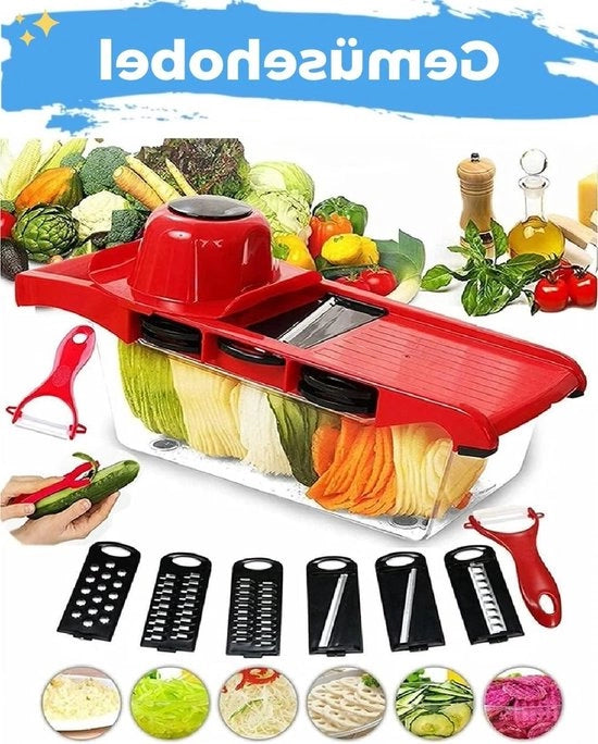 Mandolina tagliatrice con molino a sega - 6 stili di taglio in acciaio inossidabile - multifunzionale.