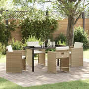 Set da Pranzo per Giardino 5 pcs Beige polyrattan