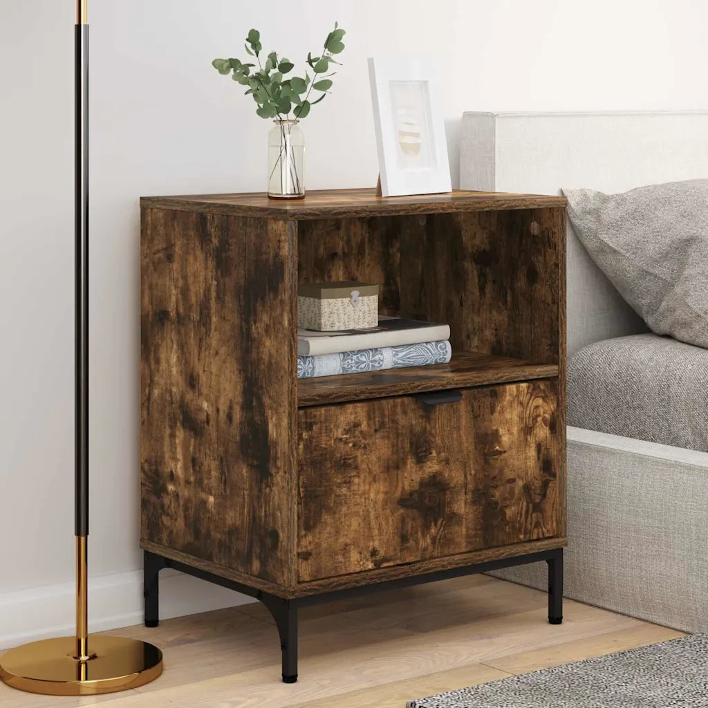 Armadio da Notte con cassetto 2 pcs Rovere fumo 49 x 36 x 61 cm 883485