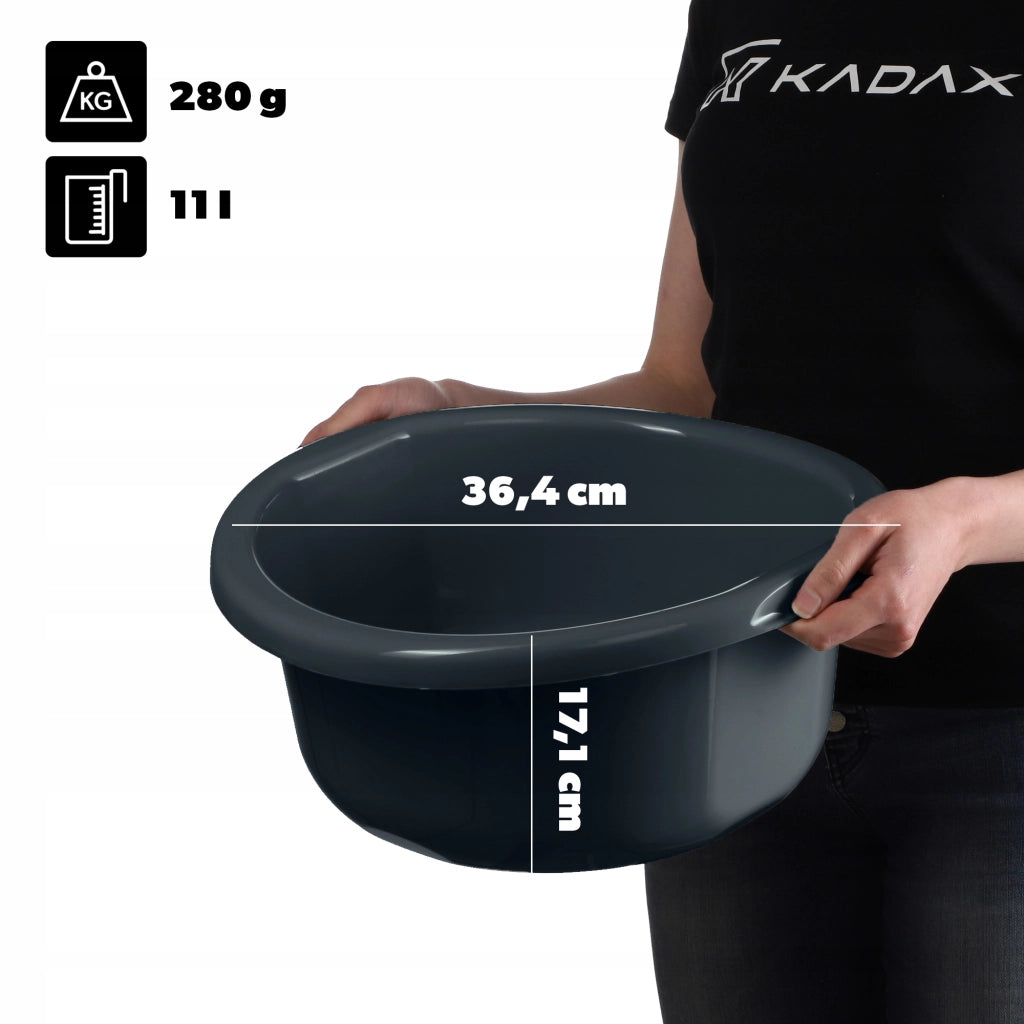 Bacinella in plastica KADAX, forma rotonda, con manici, 11 litri.