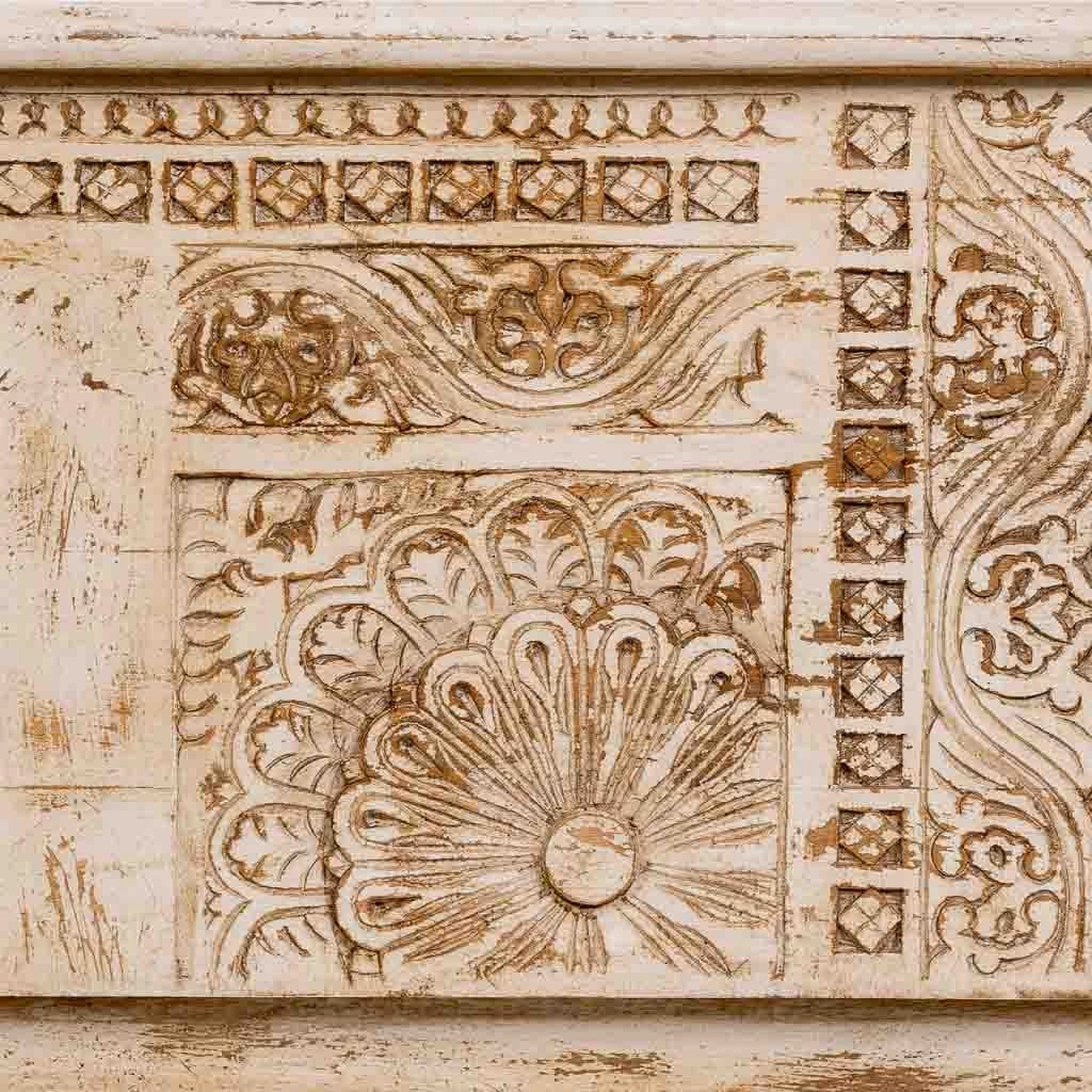 Baule in legno beige fatto a mano, 100x40x46h cm