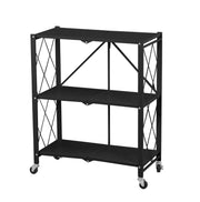 MA MAISON SCAFFALE PIEGHEVOLE 3 RIPIANI IN COLORE NERO CON ROTELLE PER SPOSTAMENTO RICHIUDIBILE E RIPONIBILE 72X34X88,5H CM