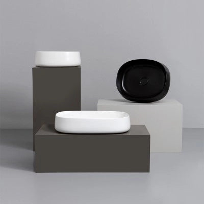 Lavabo da appoggio 60 cm rettangolare in ceramica nero opaco  Milos