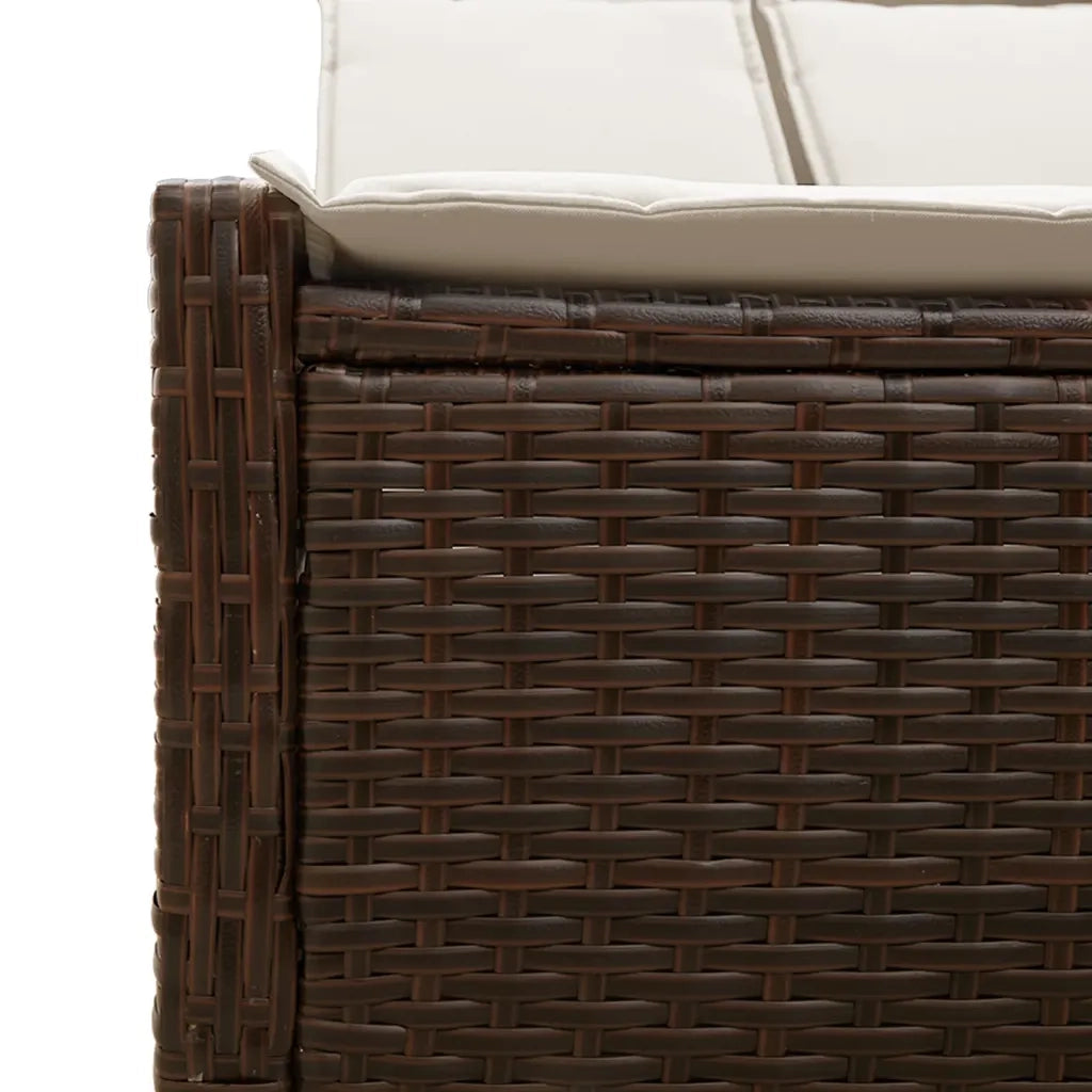 Lettino Prendisole | Sdraio da giardino | Lettino da sole con Cuscini Marrone in Polyrattan