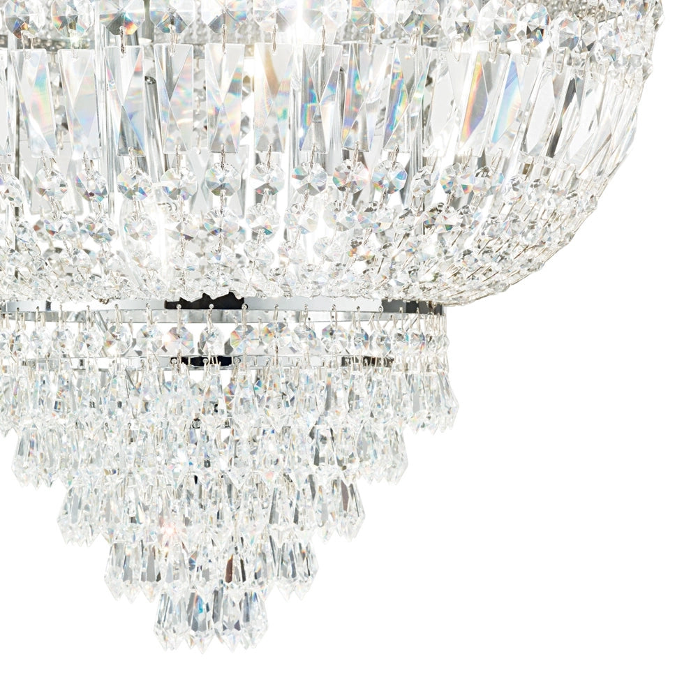 Plafoniera Classica Dubai Metallo-Cristallo Cromo 3 Luci E14