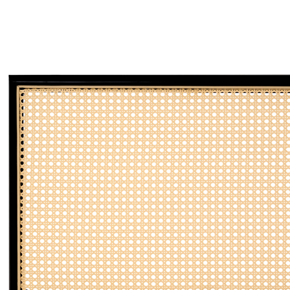 Letto matrimoniale imbottito in tessuto nero con rete a doghe e gambe in legno 140 x 200 cm stile contemporaneo