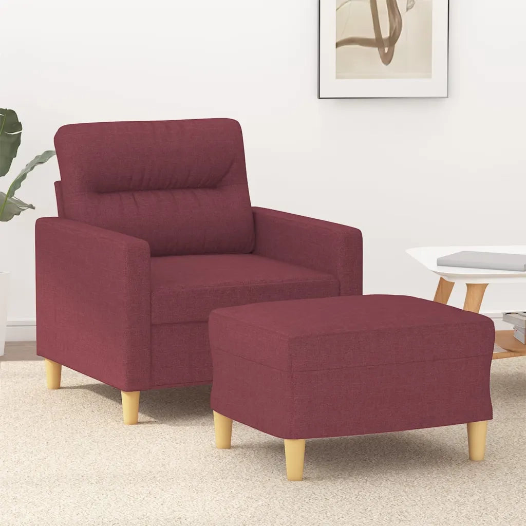 Poltrona | Sedia Relax con Poggiapiedi Rosso Vino 60 cm in Tessuto