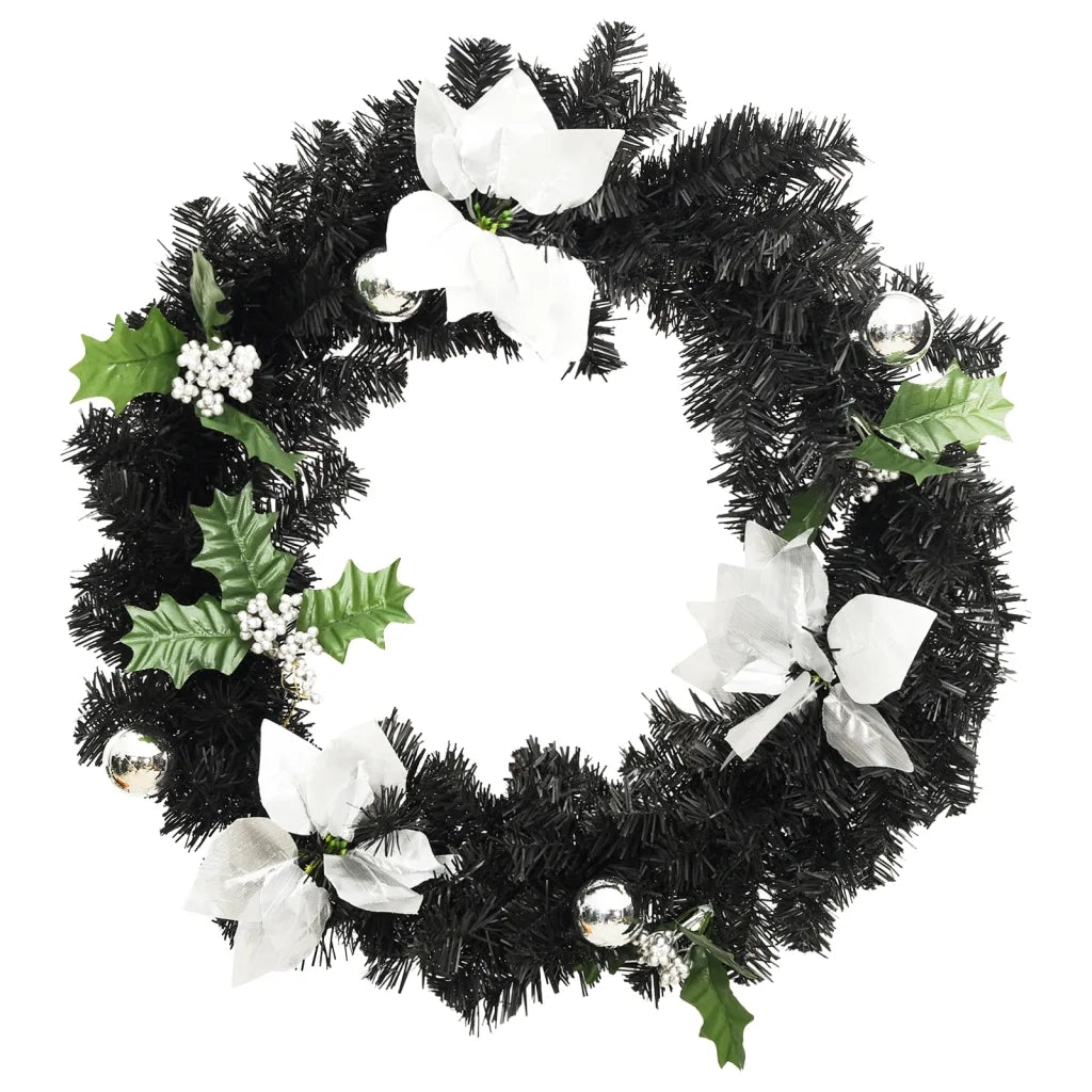 Ghirlanda Natalizia con Luci LED Nera 60 cm in PVC CFW5199401