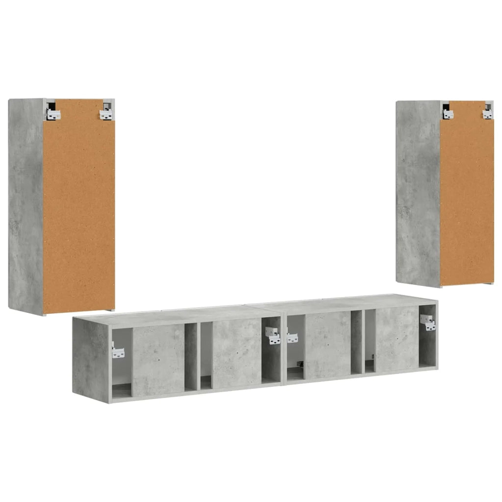 Set di Mobiletto da TV a Parete 4 pcs Grigio cemento