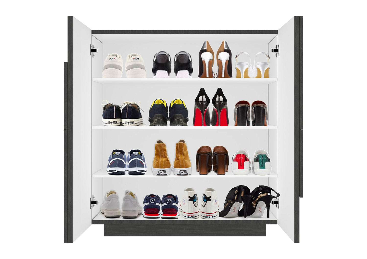 Scarpiera 2 Ante Battenti 81,2x39,2x86 cm Ping Ardesia