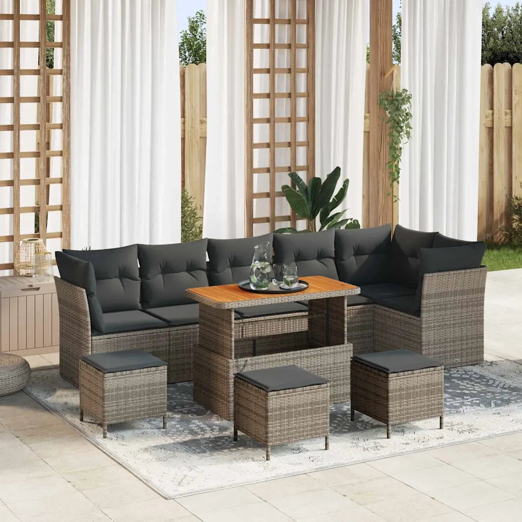 Set Divano da Giardino 10 pcs Grigio polyrattan 3361513