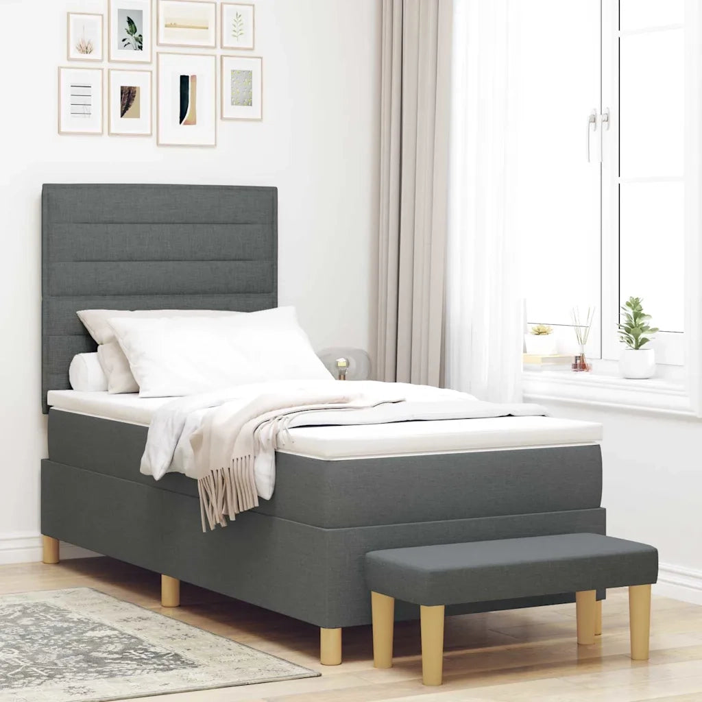 Letto a molle con materasso Grigio scuro 80 x 200 cm Tessuto