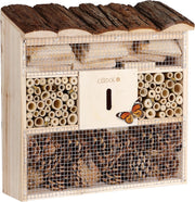 Cadoca Cassetta per insetti in legno 31x31 nidificazione hotel insetti refugio api coccinelle api vespe griglia metalica
