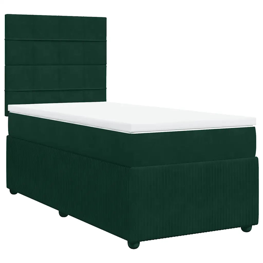 Giroletto a Molle con Materasso Verde Scuro 90x190 cm Velluto