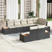 Set Divano da Giardino 8 pcs Nero e Crema Polyrattan 3356777