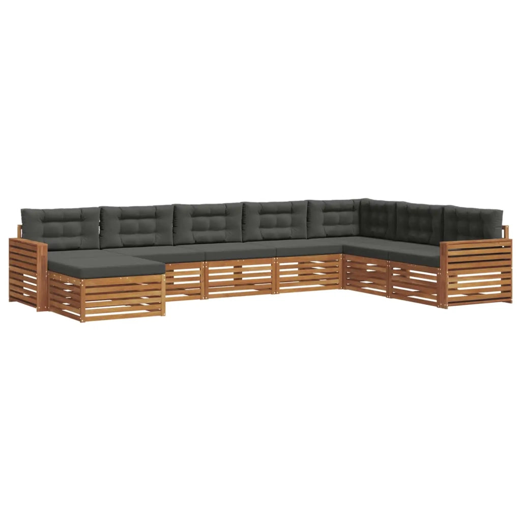 Set di divani da esterno con cuscino 8 pcs Naturale e Antracite