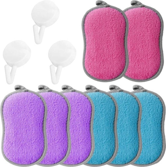 Set di 8 spazzole per pulire la spugna - spazzola da cucina a doppia faccia.